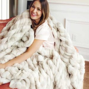Hugs Sophia Cream Gingham Blanket