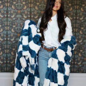 Hugs Check Blue Blanket