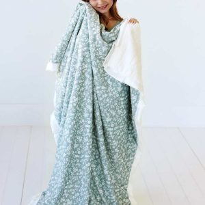 Dainty Floral Sage Blanket