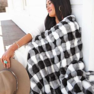 Hugs Gingham Charcoal Blanket