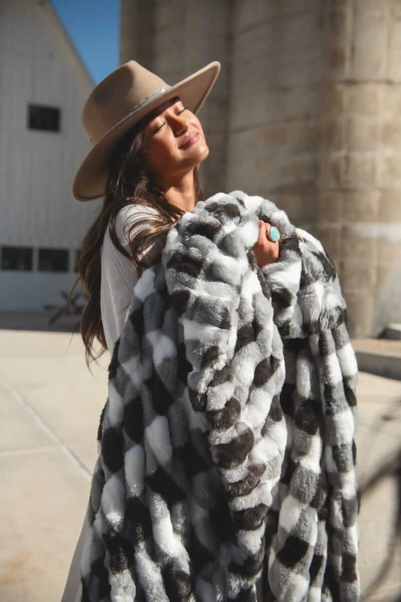 Hugs Gingham Charcoal Blanket - Image 2
