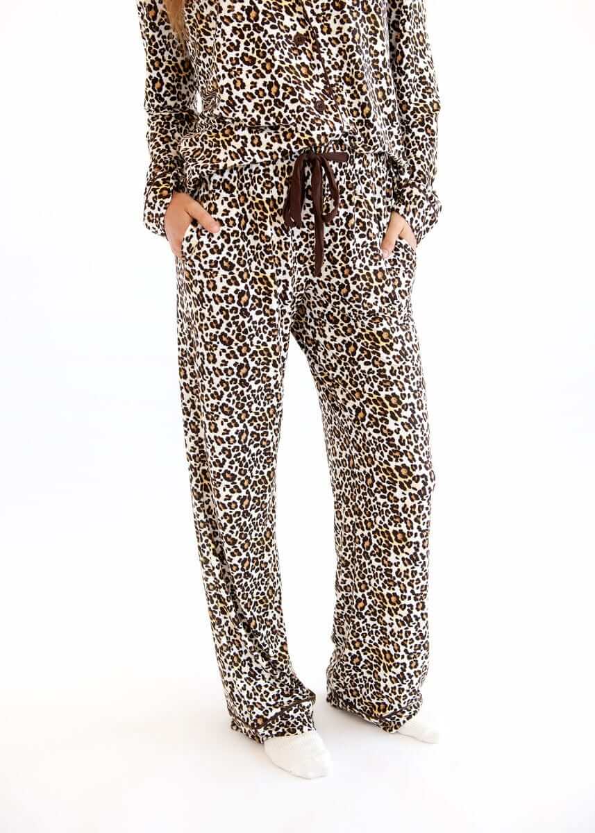 Women's Button Up Pant Set - Leopard - Image 7