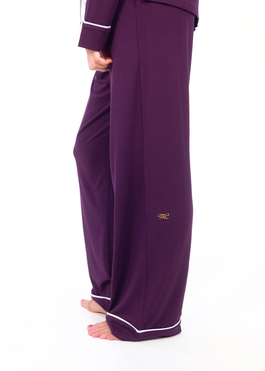 Women's Button Up Pant Set - Deep Purple - Image 5