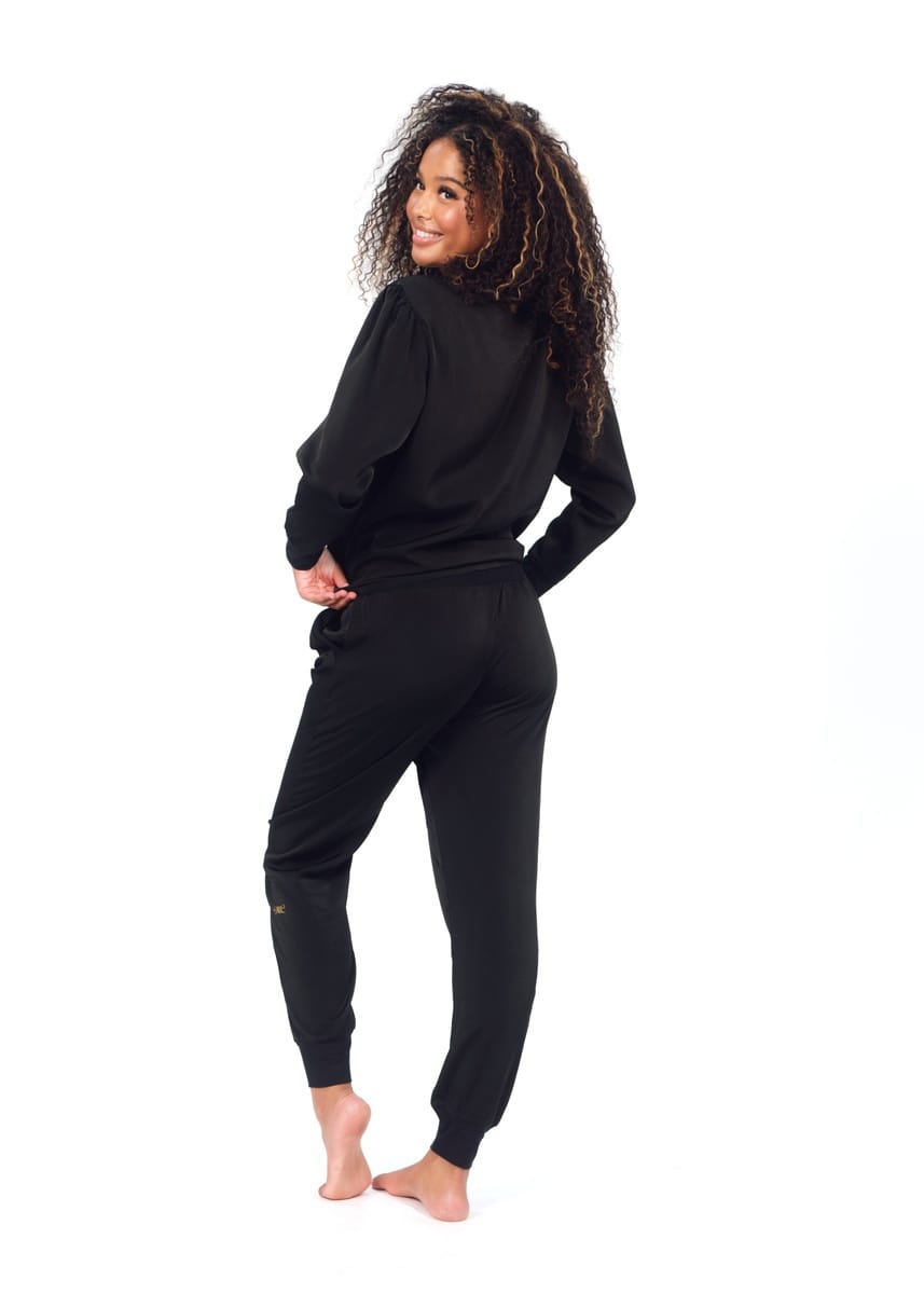 Women's Satin Pullover Set - Black - Image 6