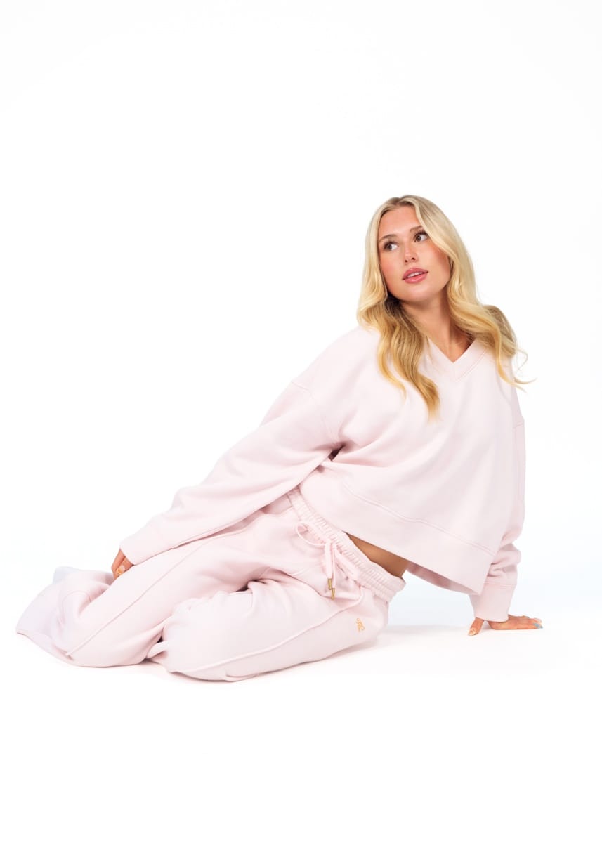 Women's V-Neck Sweatshirt - Ballet Pink - Image 3