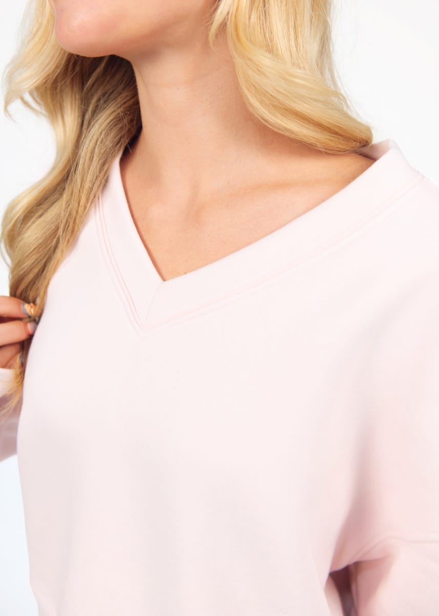 Women's V-Neck Sweatshirt - Ballet Pink - Image 4
