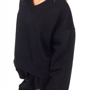 Women's V-Neck Sweatshirt - Black