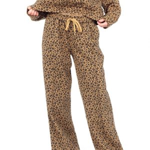 Women's Wide Leg Sweat Pant - Brown Leopard
