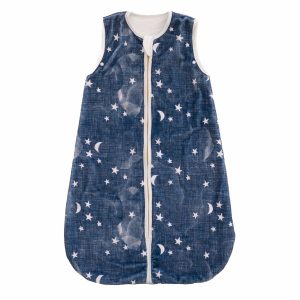 Navy Stars and Moons Wearable Minky Blanket