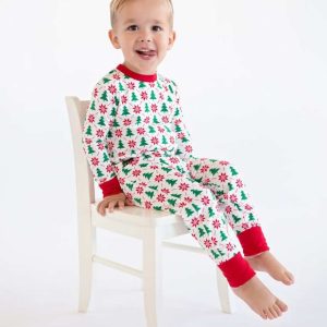 Snug-Fitting Unisex Toddler Matching Set - Poinsettia and Tree