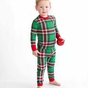 Snug-Fitting Unisex Toddler Matching Set - Green Plaid