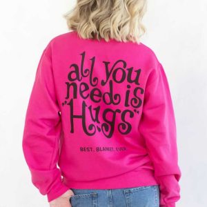Minky Couture Sweatshirt - Hugs Hot Pink