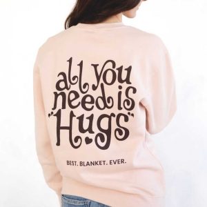 Minky Couture Sweatshirt - Hugs Light Pink